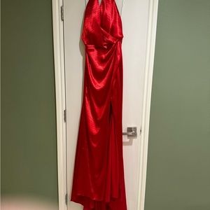 New Terani Couture Brilliant Red size 10 full length Halter Evening/Prom dress